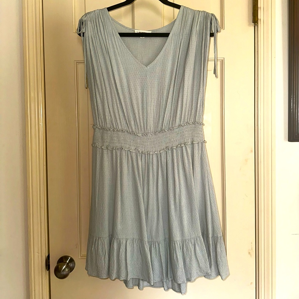 ee:some Soft Smocked Waist Shoulder Tie Lined Dress